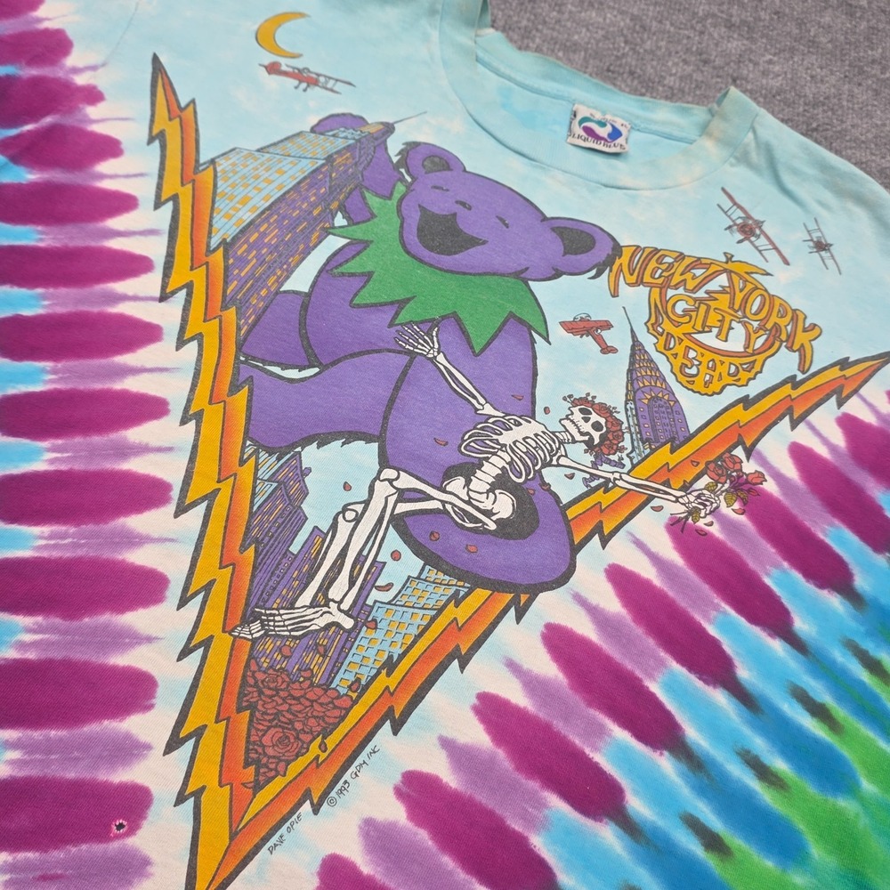 Vintage Grateful Dead Shirt Mens XL Liquid Blue AOP Skeletons Bears 1993 - Picture 3 of 15